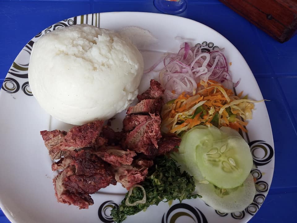 Nyama choma and ugali